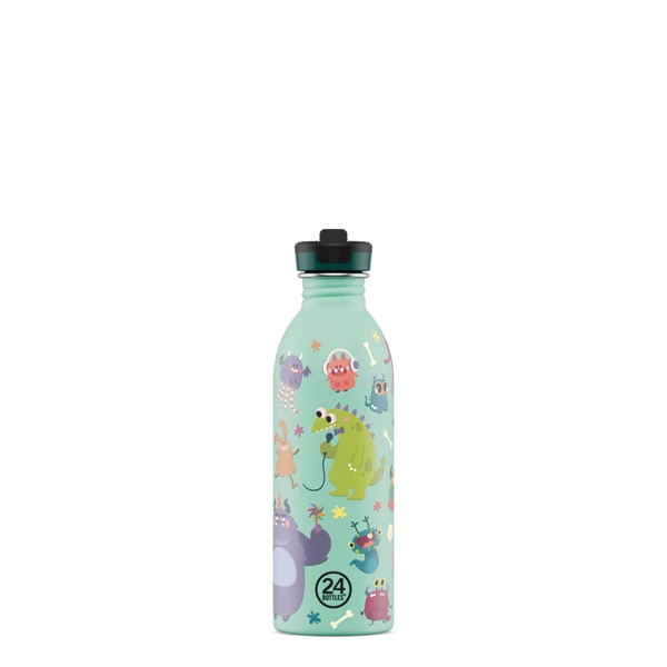 24BOTTLES Kids Urban 500ml rozsdamentes acél kulacs szívószálas kupakkal, Spooky Friends
