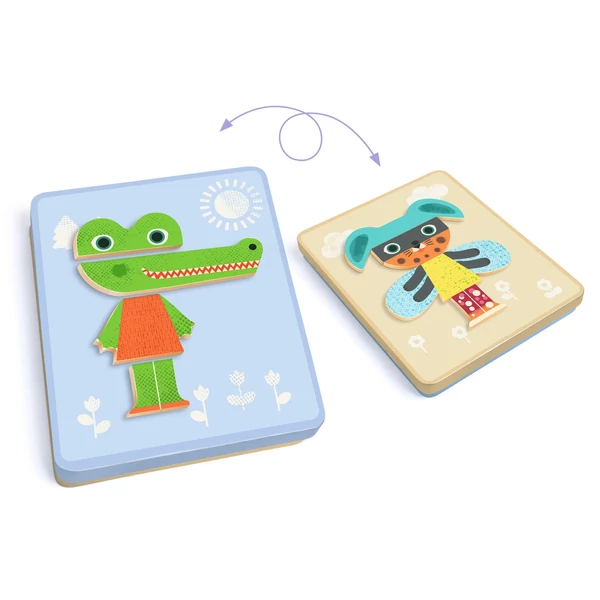 Mágneses képkirakó - Variációk 12 állatra - Inzebox Mix Animals