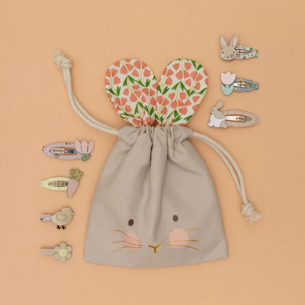 Húsvéti vászontasak hajkiegészítőkkel - rózsaszín