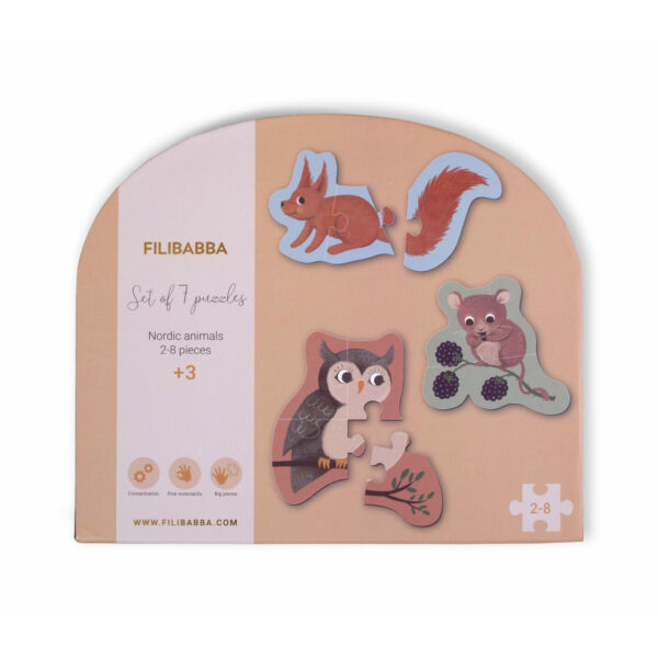 Filibabba 7db-os puzzle kirakós - erdei állatok